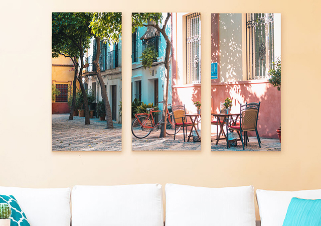 a beautiful photo spread across three canvas prints