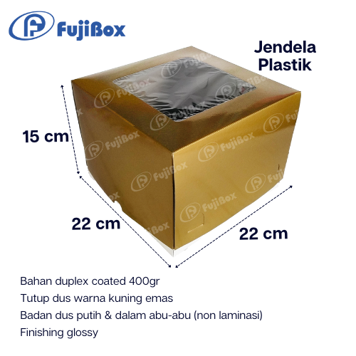 FUJIBOX DUS TART | TART EMAS 22 x 22 x 15 |  TART TINGGI 15 cm