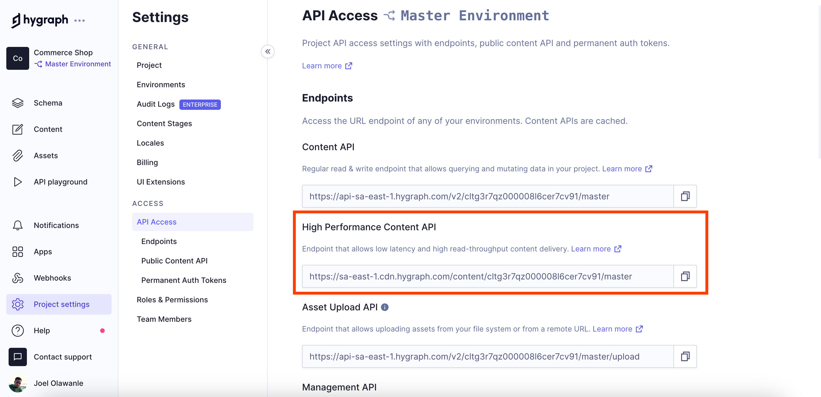 enabling hygraph-s content api