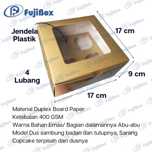 FUJIBOX DUS EMAS CUP CAKE | CC KM L4 17 X 17 X 9 | KOTAK CUP CAKE