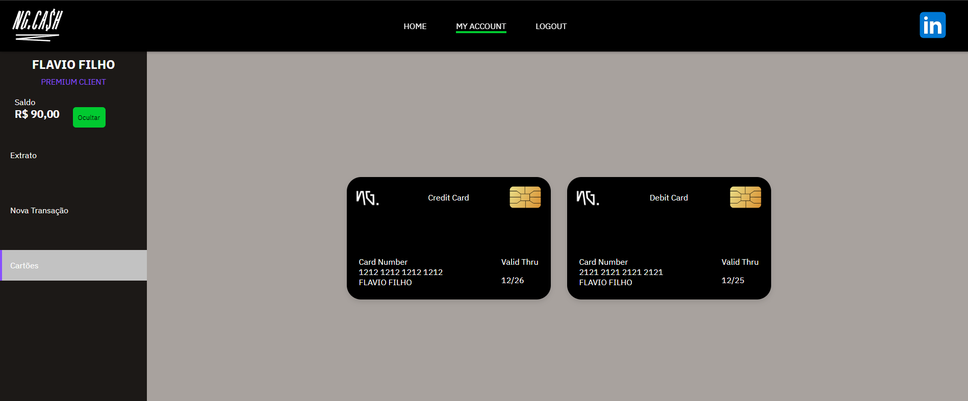User credit cards