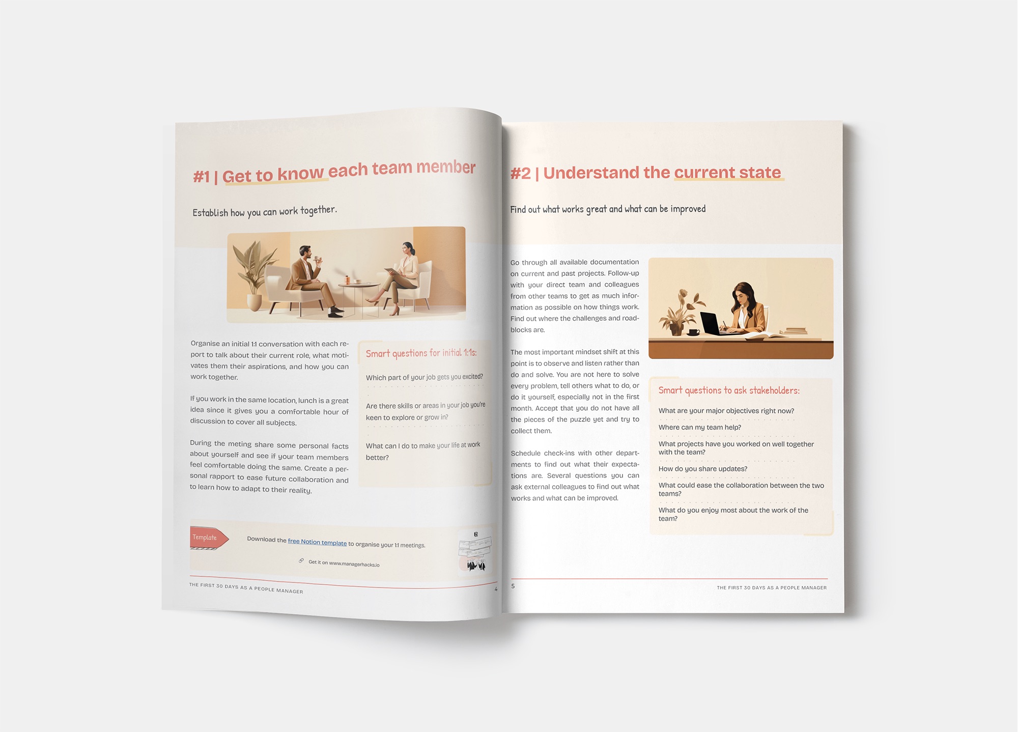 First 30 Days guide for managers - opened ebook layout.