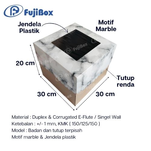 FUJIBOX DUS TART | TART MARBLE 30 x 30 x 20 |  TART TINGGI 20 cm