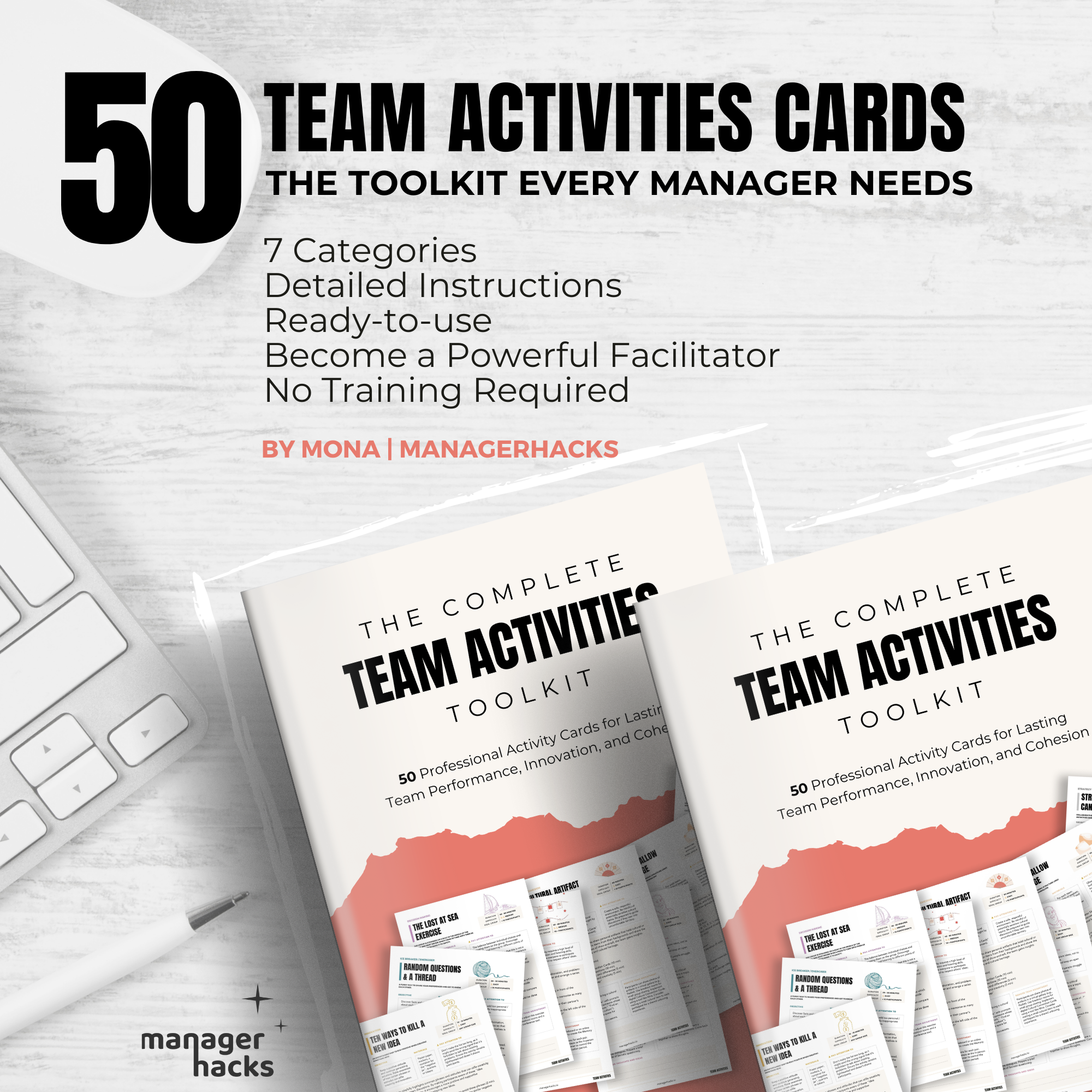 Team activities cards toolkit - 50 ready-to-use activities for team building.