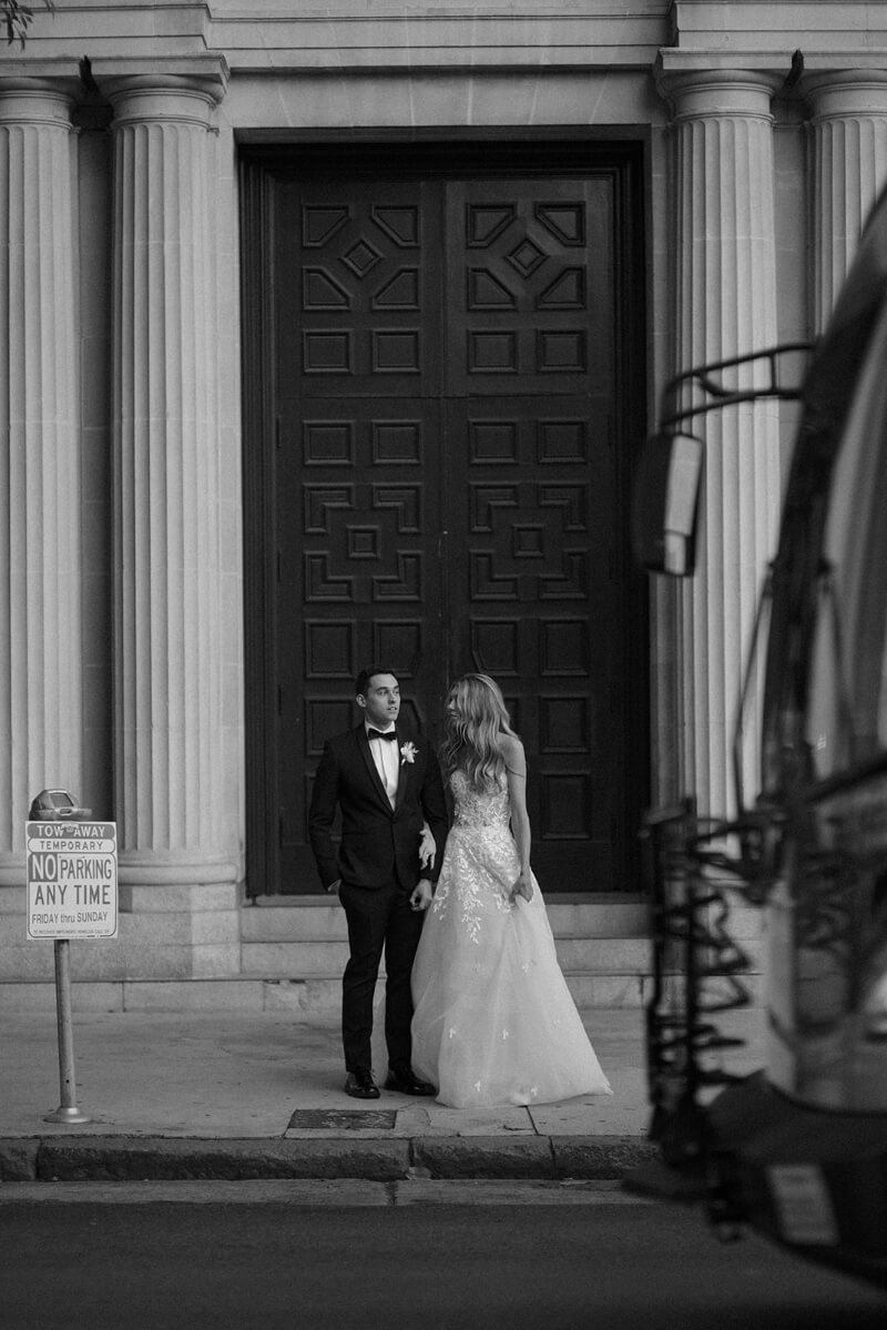 bride groom and bus