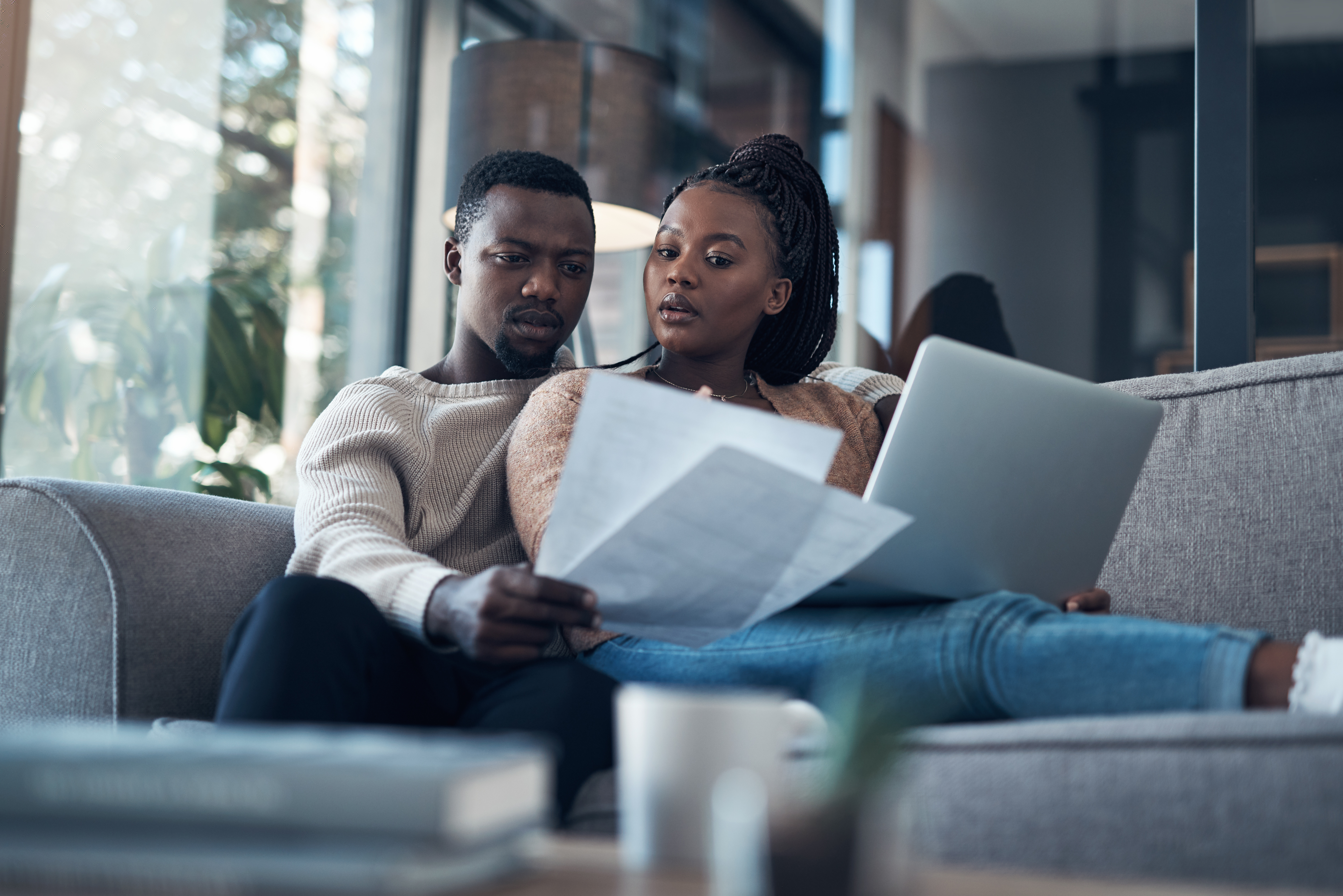 Looking at tax statements at home