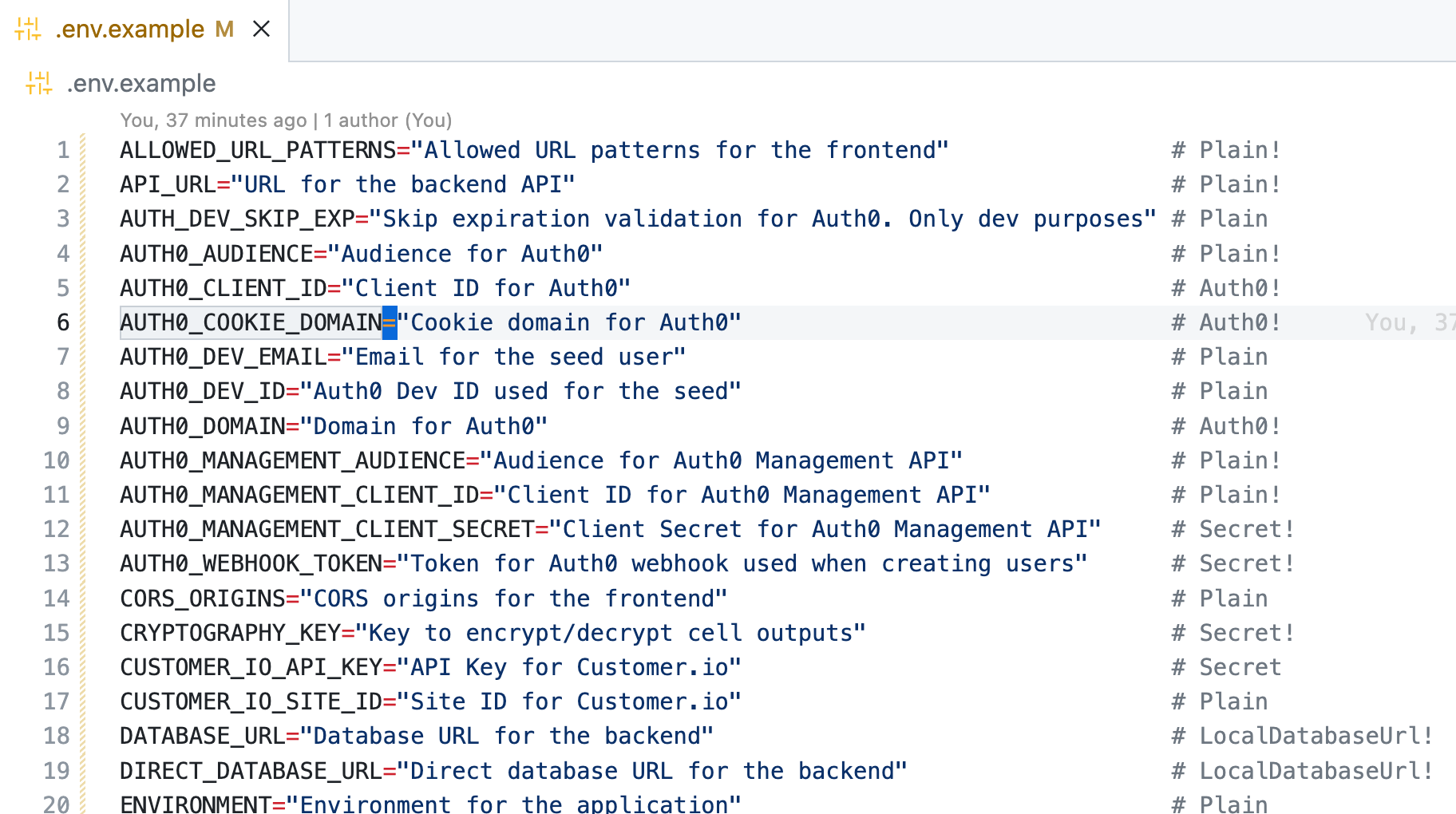 ENV spec declarations leaned on .env.example