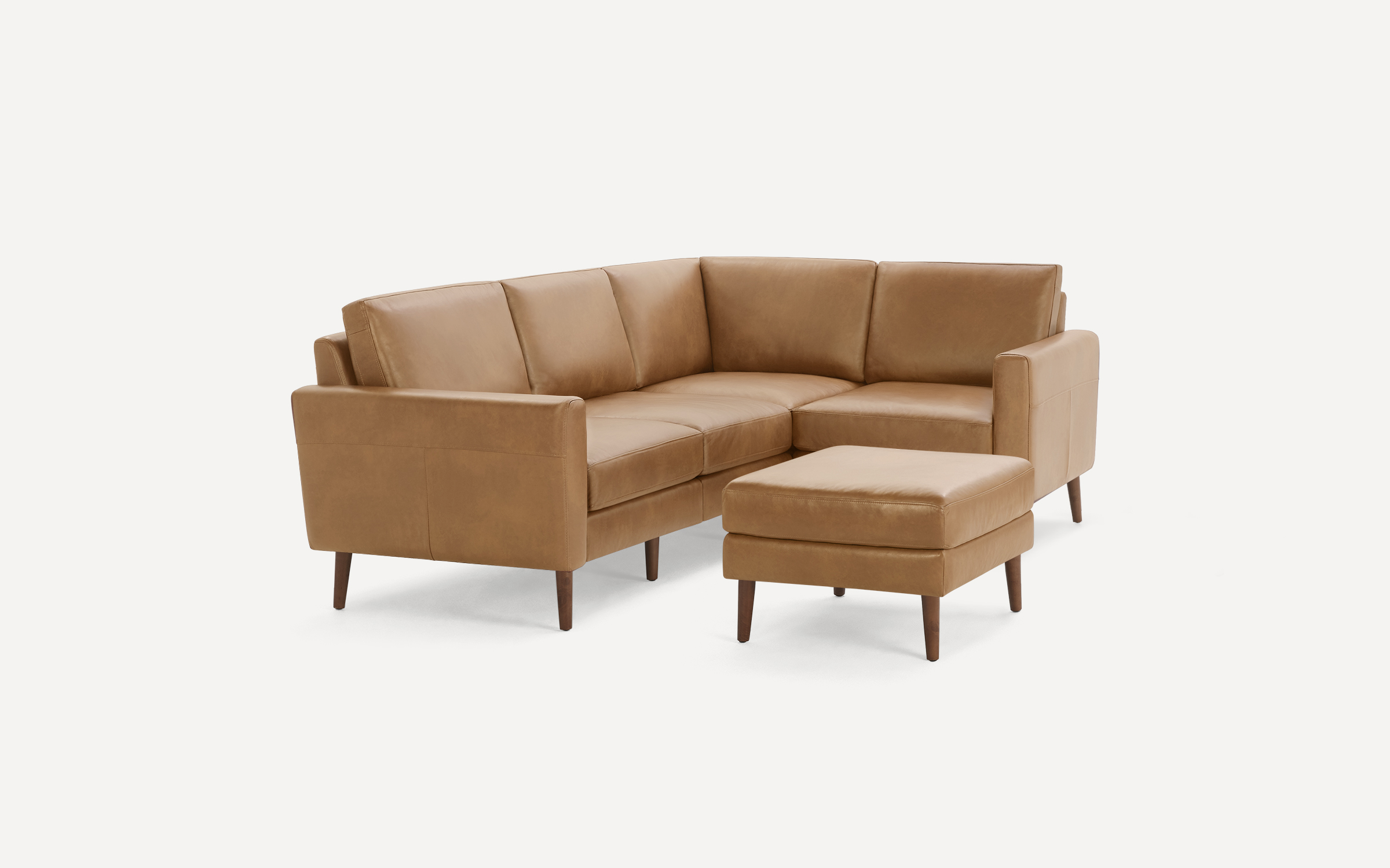 Nomad Leather 4-Seat Corner Sectional with Ottoman | Burrow