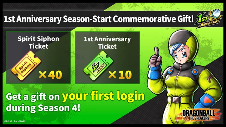 Graphic of the 1st Anniversary Season-Start Commerative Gift that you receive when you login for the first time during season 4.