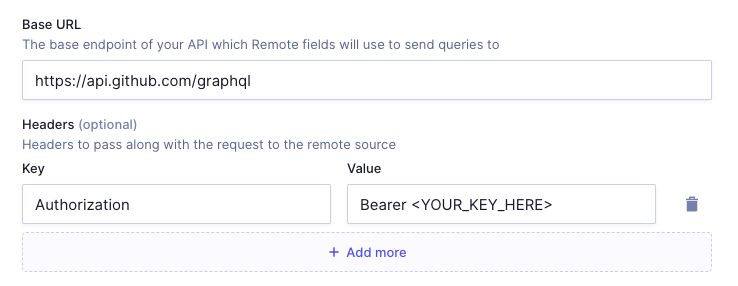 Adding an authorization header to Remote Source Field