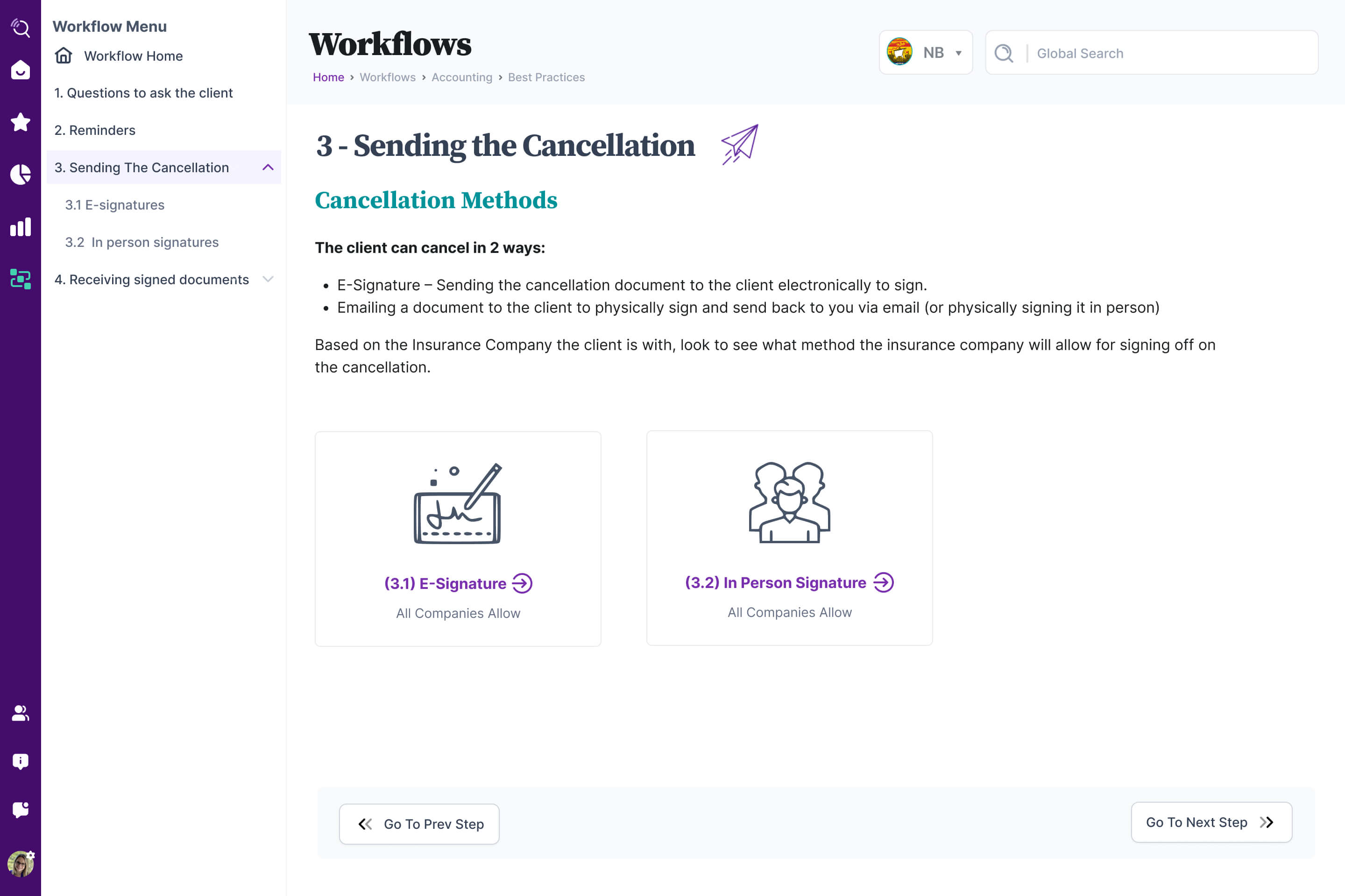 Cancellation Workflow