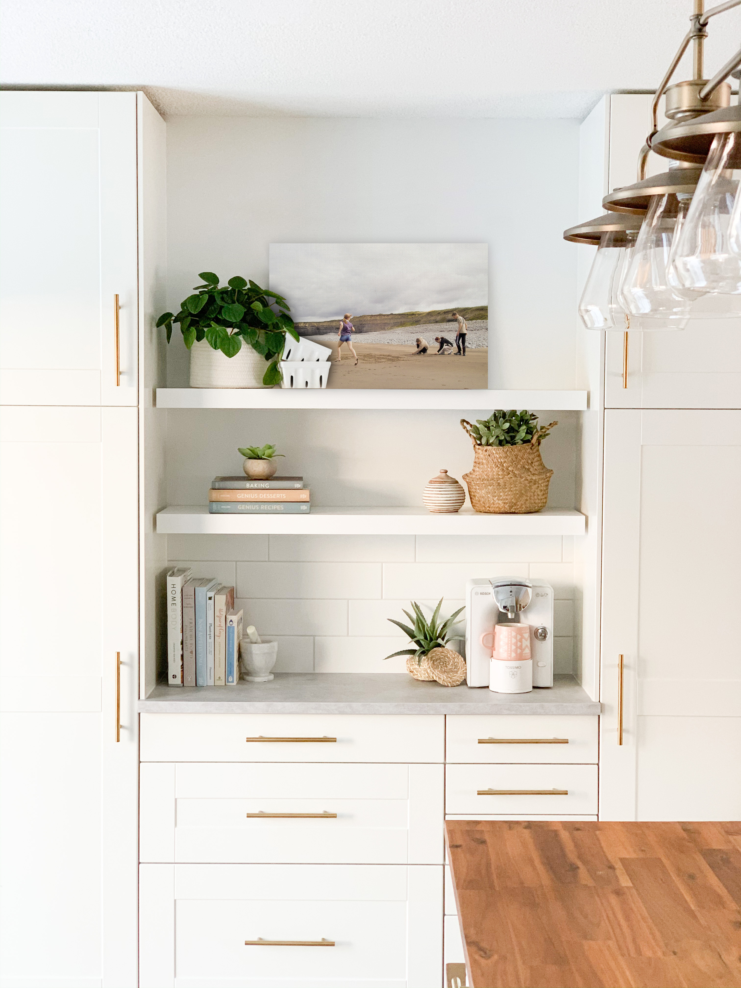 Canvas print of family on shelf in kitchen