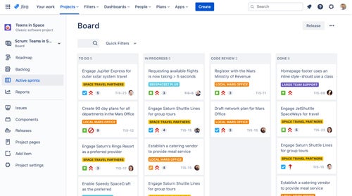Jira Projektmanagement-Tool Board Screenshot