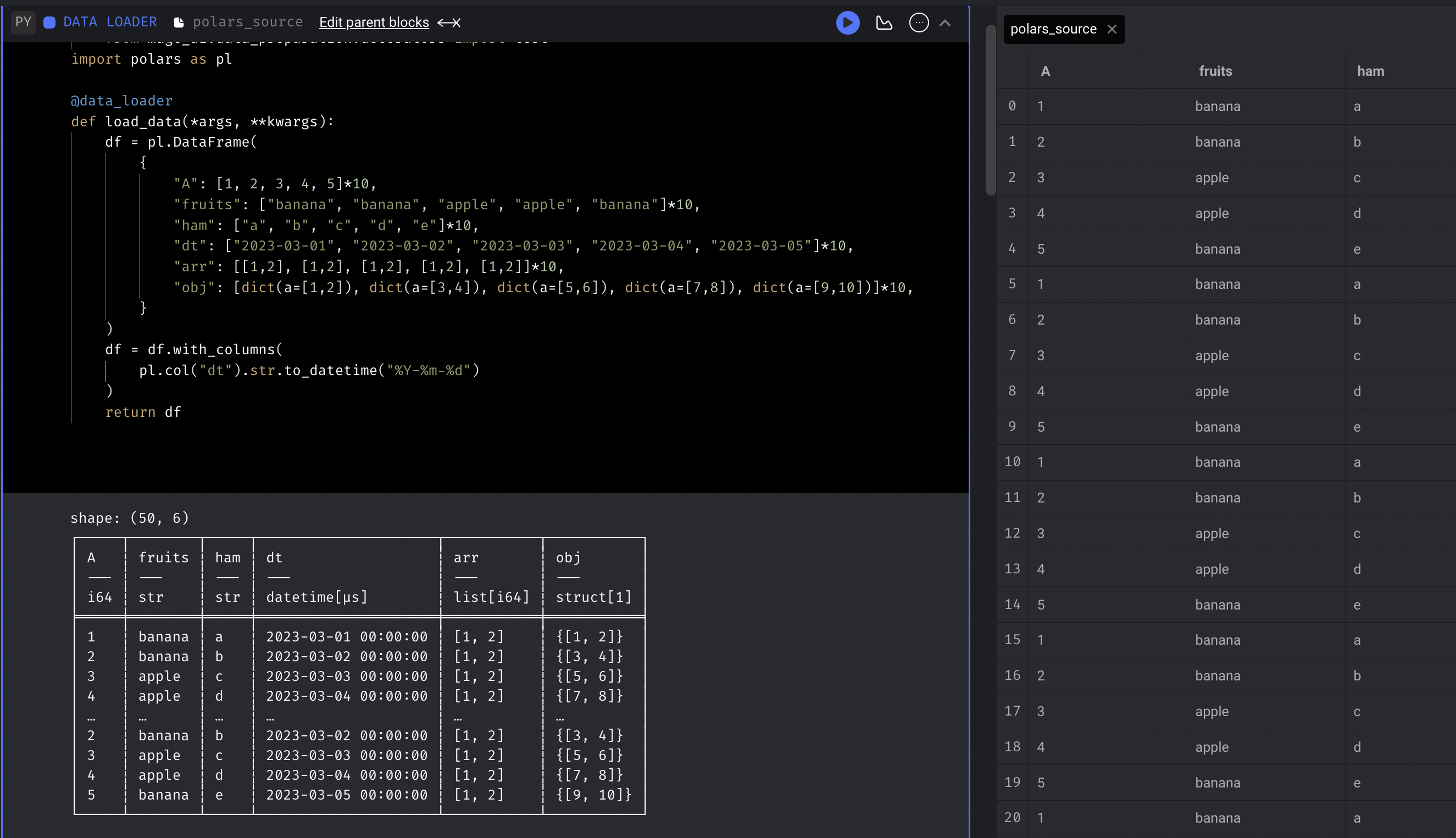 Polars DataFrame Example