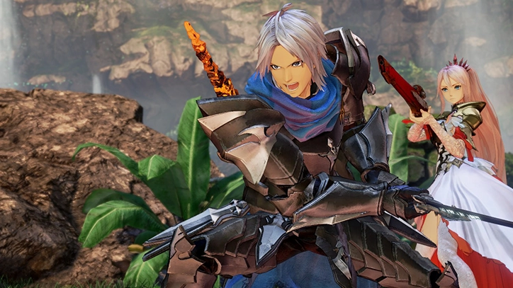Shionne and Alphen, two main characters from Tales of Arise Beyond the Dawn, in battle.