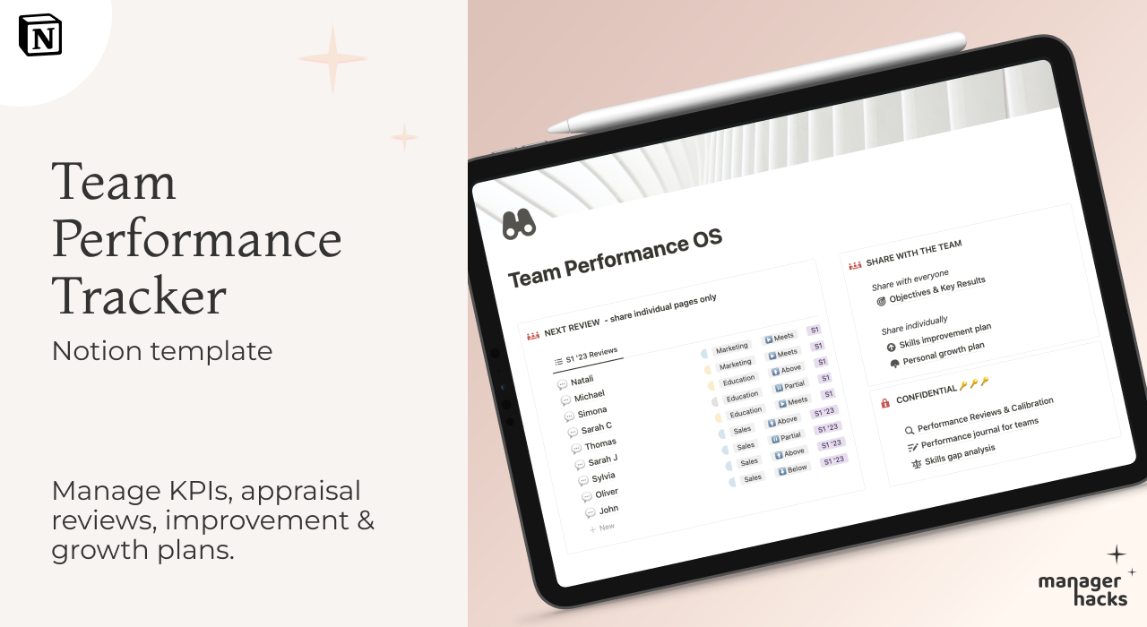 Team performance tracker template - manage IPPs, appraisals, and growth plans.