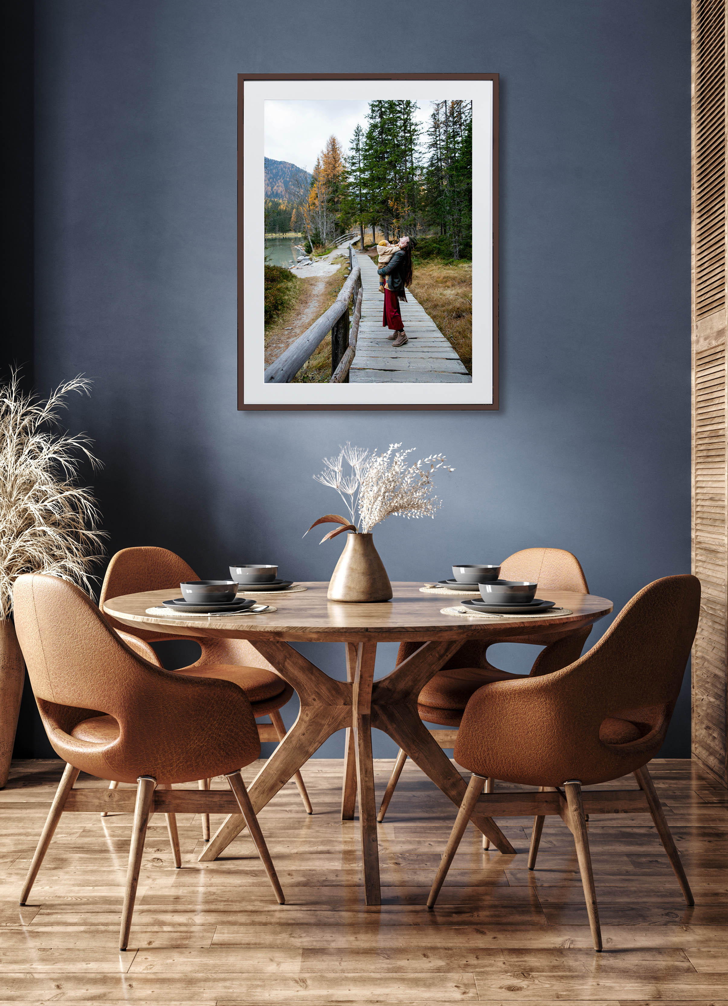 Framed print of a mother and son on holiday