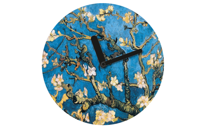 Wandklok"Bloeiende Amandelboom Takken"