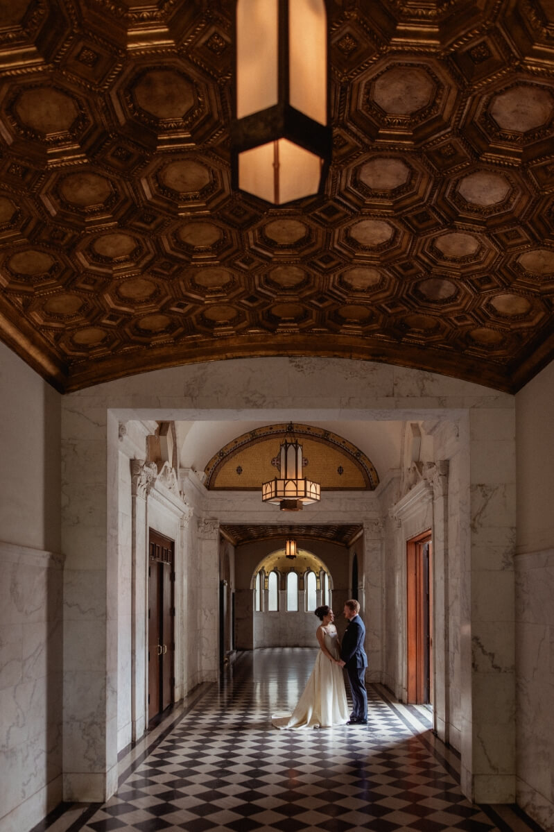 bride and groom in vibiana