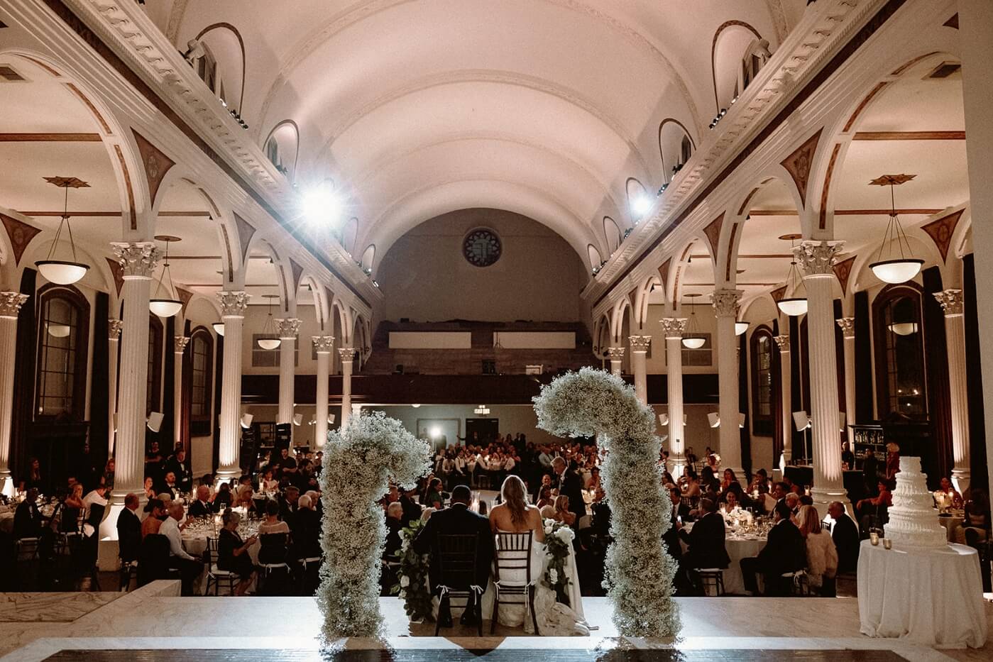 bride and groom at dining table