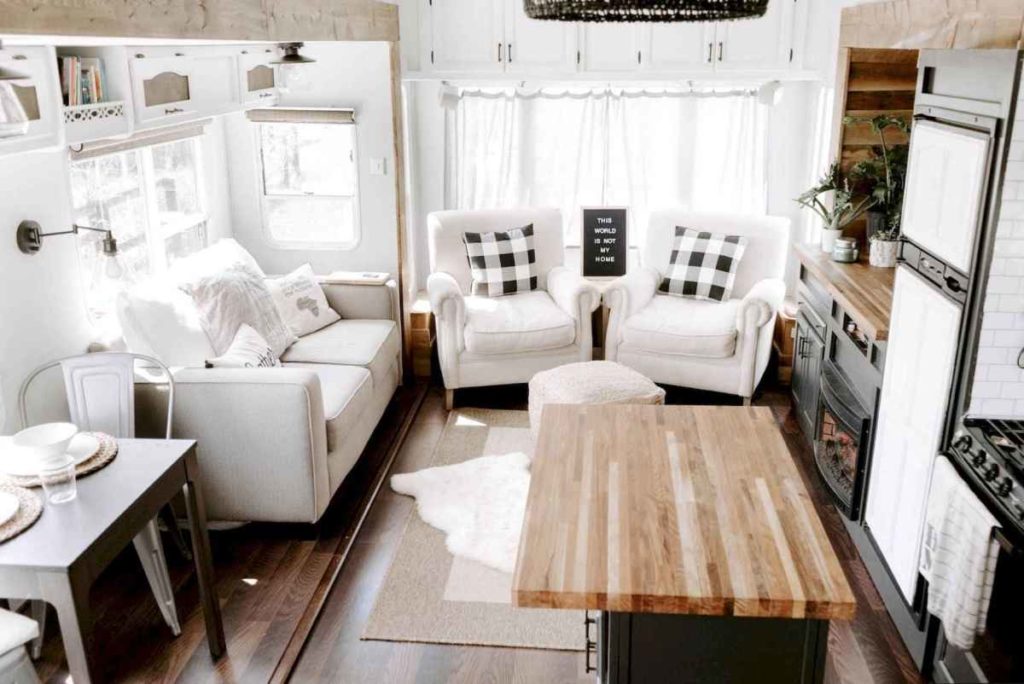 Adding throw pillows to your RV is an easy way to decorate.