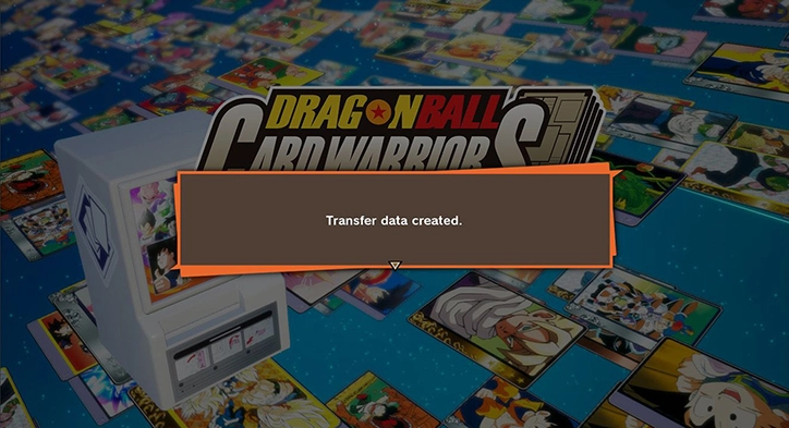 Dragon Ball Card Warriors screenshot with the message 