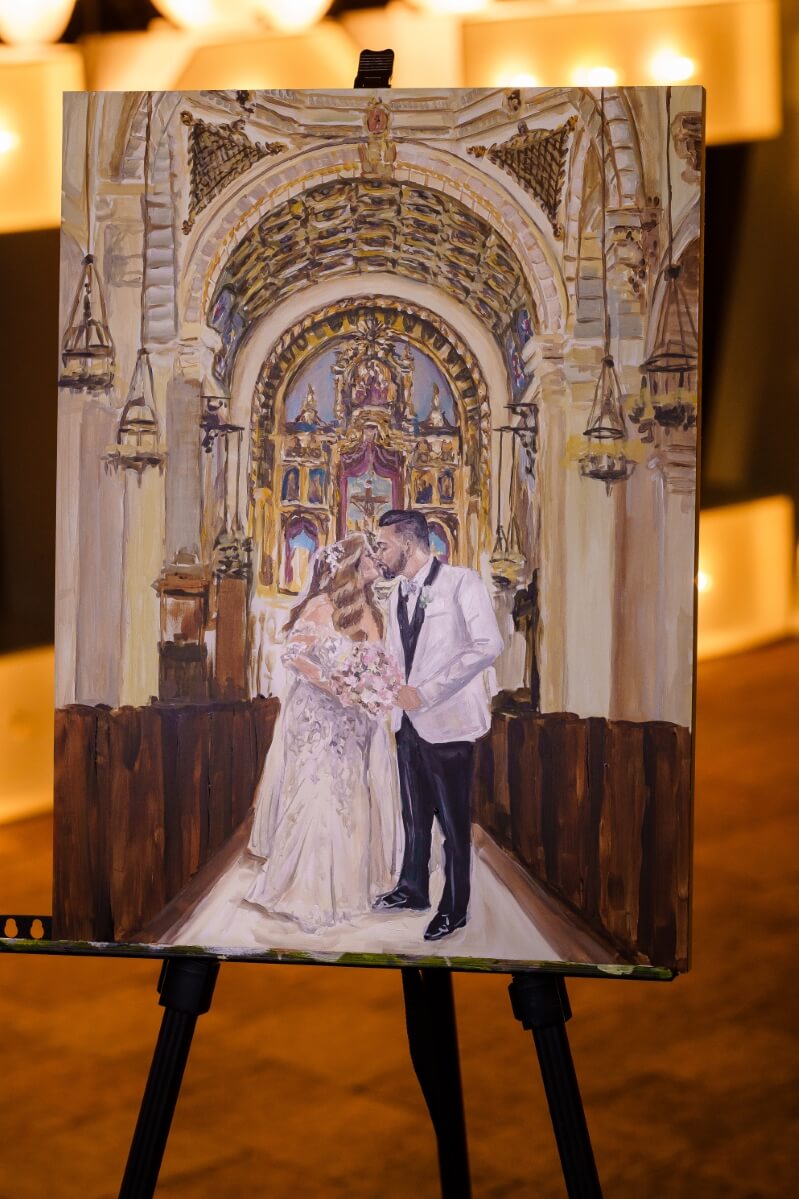 photo of painting of bride and groom