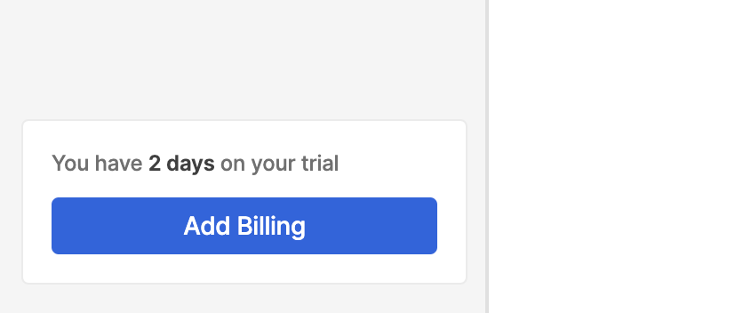 A close-up of the Add Billing button found in the Attio sidebar when a user has yet to add a payment method. 