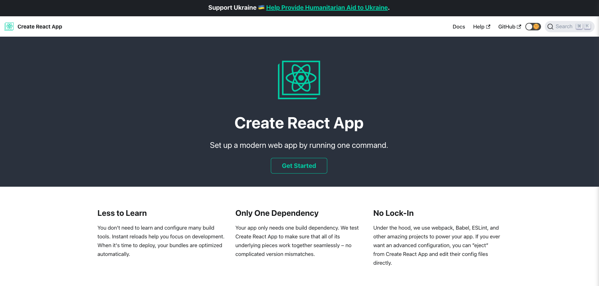 Create React App homepage.png