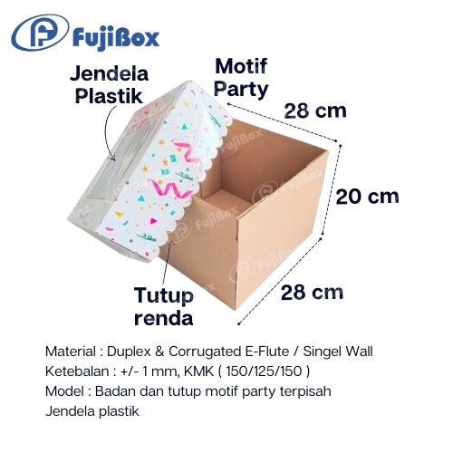 FUJIBOX DUS TART | TART PARTY 28 x 28 x 20 |  TART TINGGI 20cm