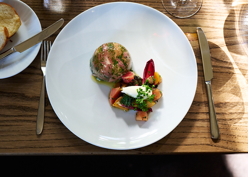 Jellied ham hock with pickled vegetables