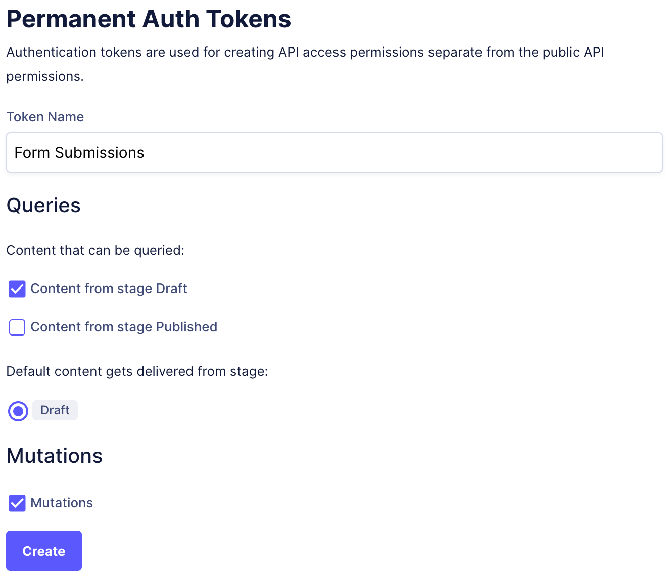 Create Permanent Auth Token