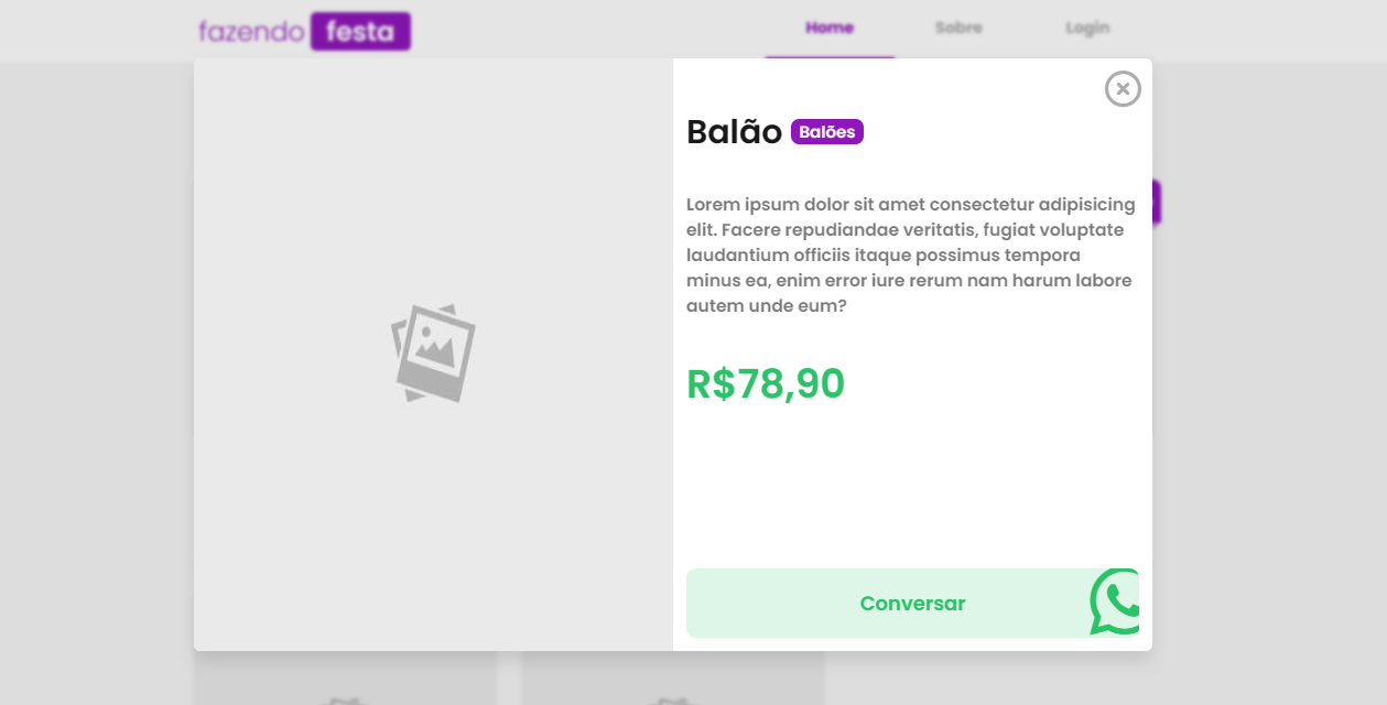 Imagem de demonstração Modal Produto (Desktop)