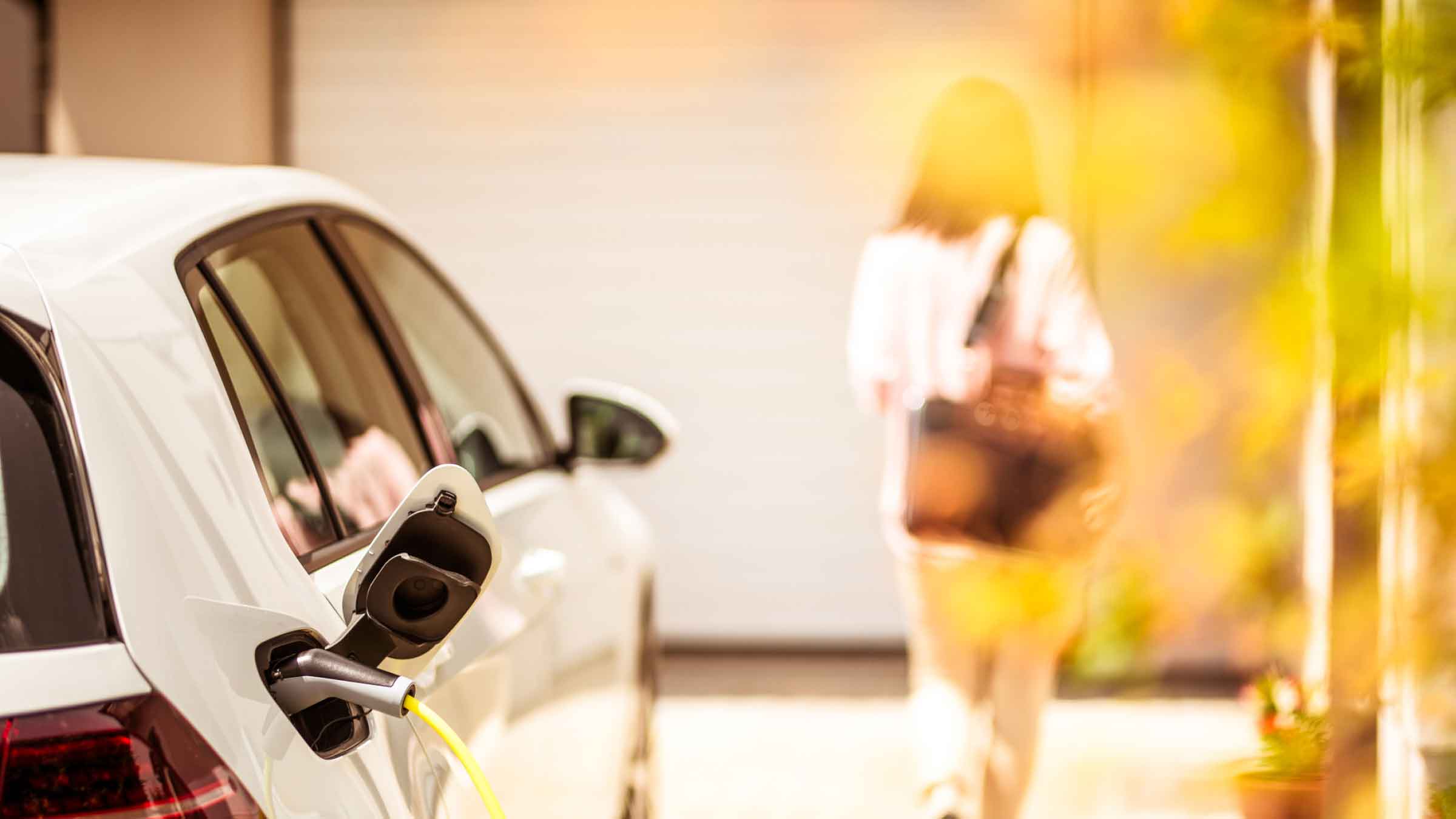 Electric vehicles on a driveway