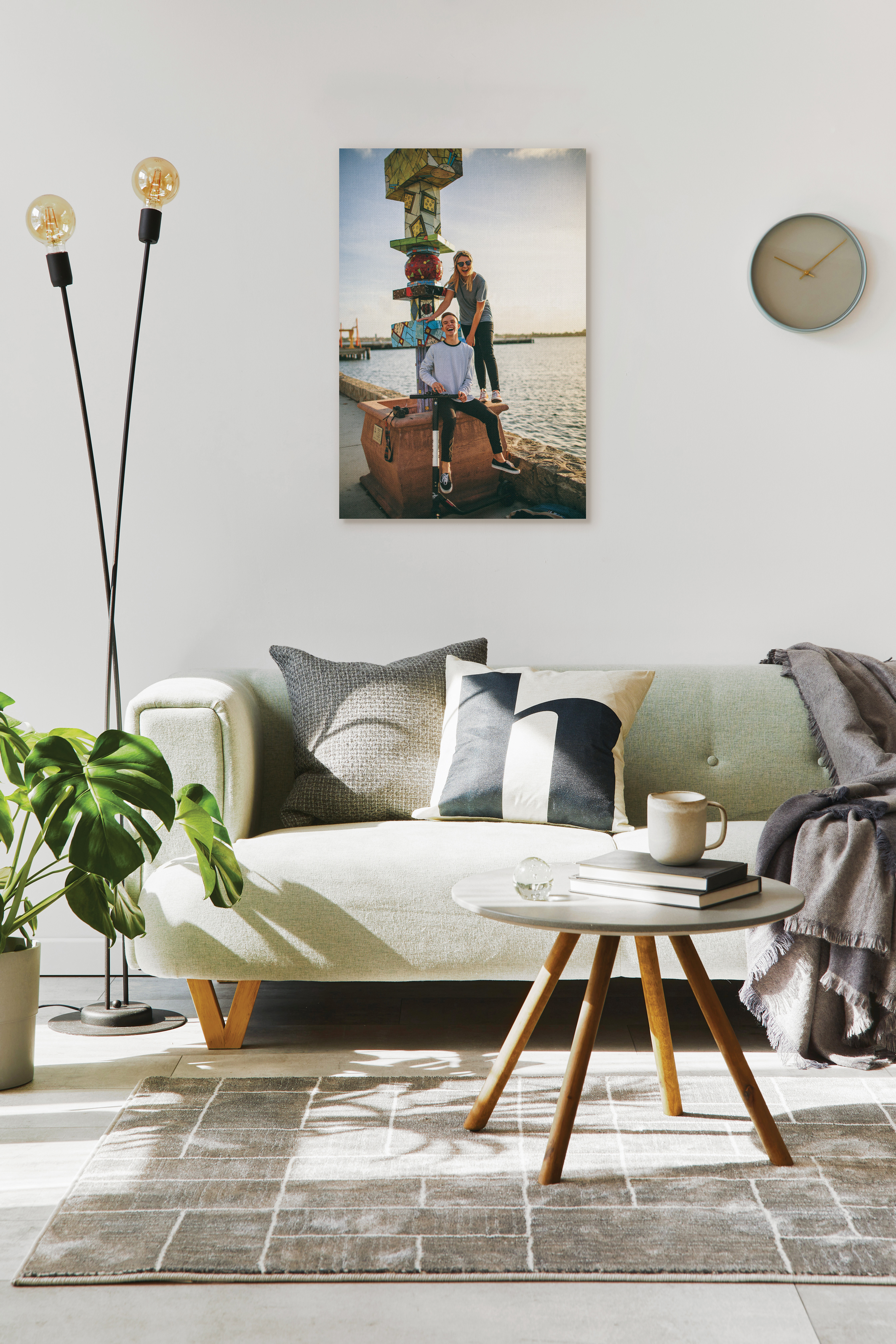 Canvas print in living room of friends by the water