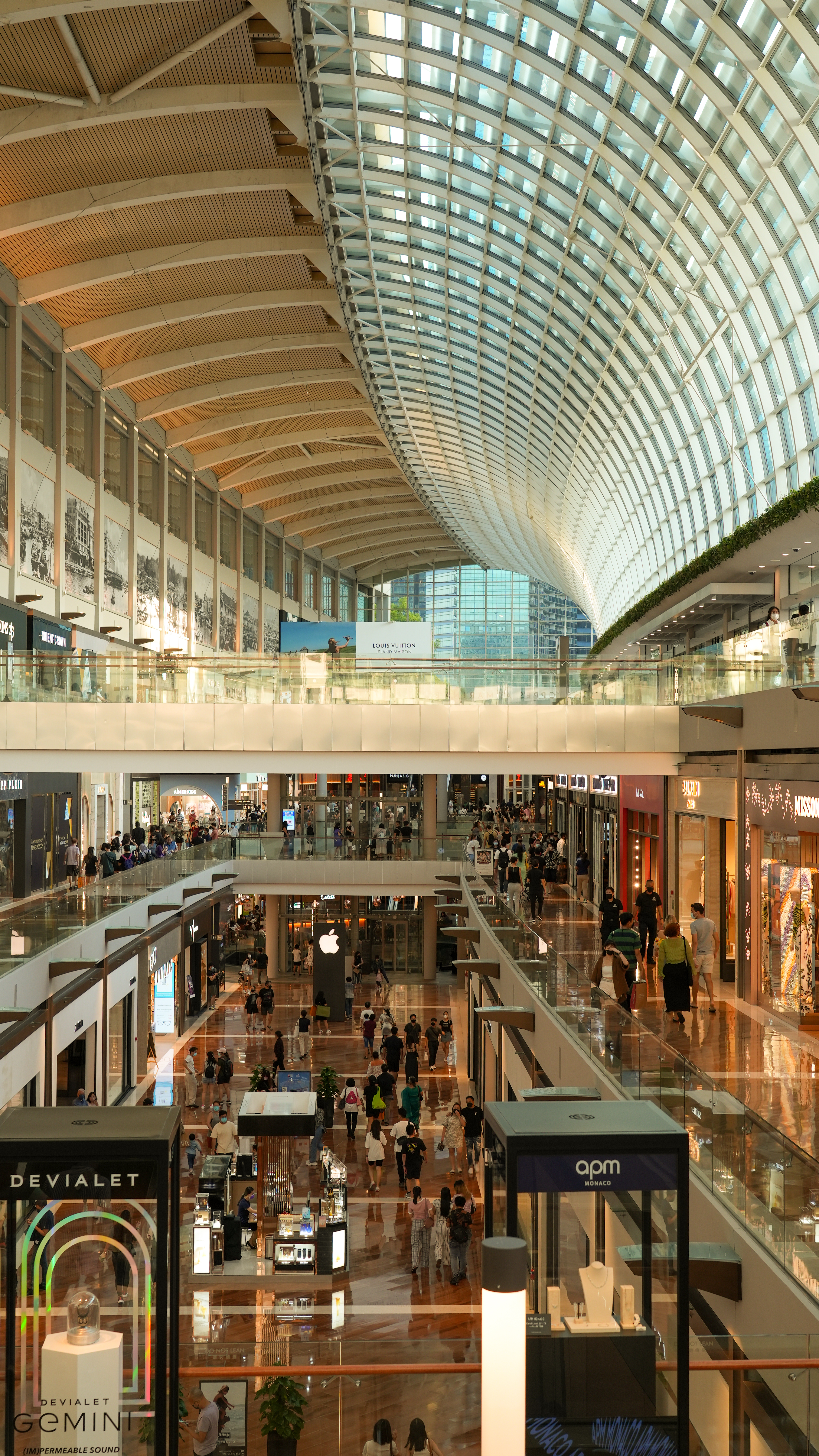 People walking around inside the shopping center