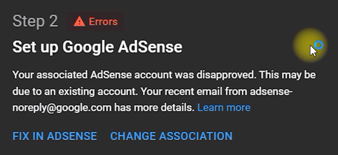step 2 error setup google adsense.png
