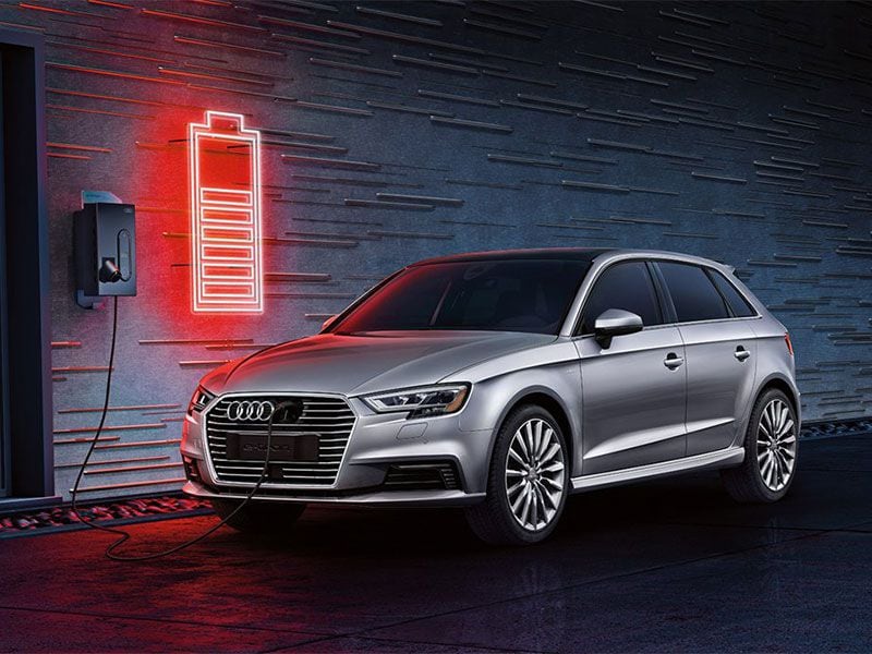 2017 Audi A3 Sportback e tron exterior plugged in charging ・  Photo by Audi 