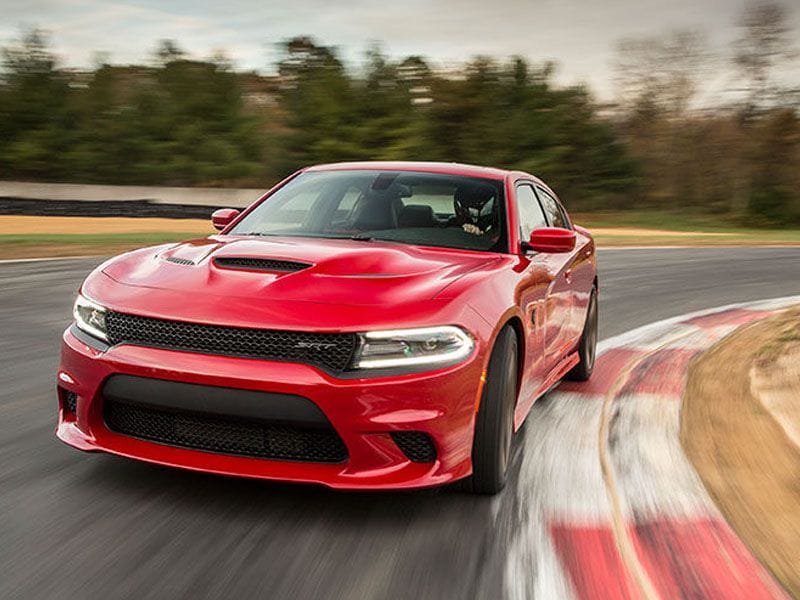2016 Dodge Charger SRT Hellcat front end on track ・  Photo by Fiat Chrysler Automobiles 