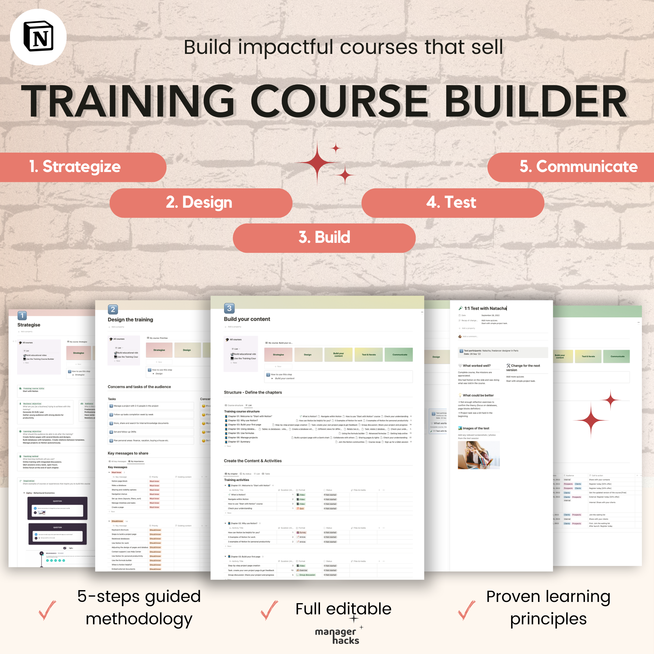 Notion training course builder - fully editable templates to create and sell impactful courses.