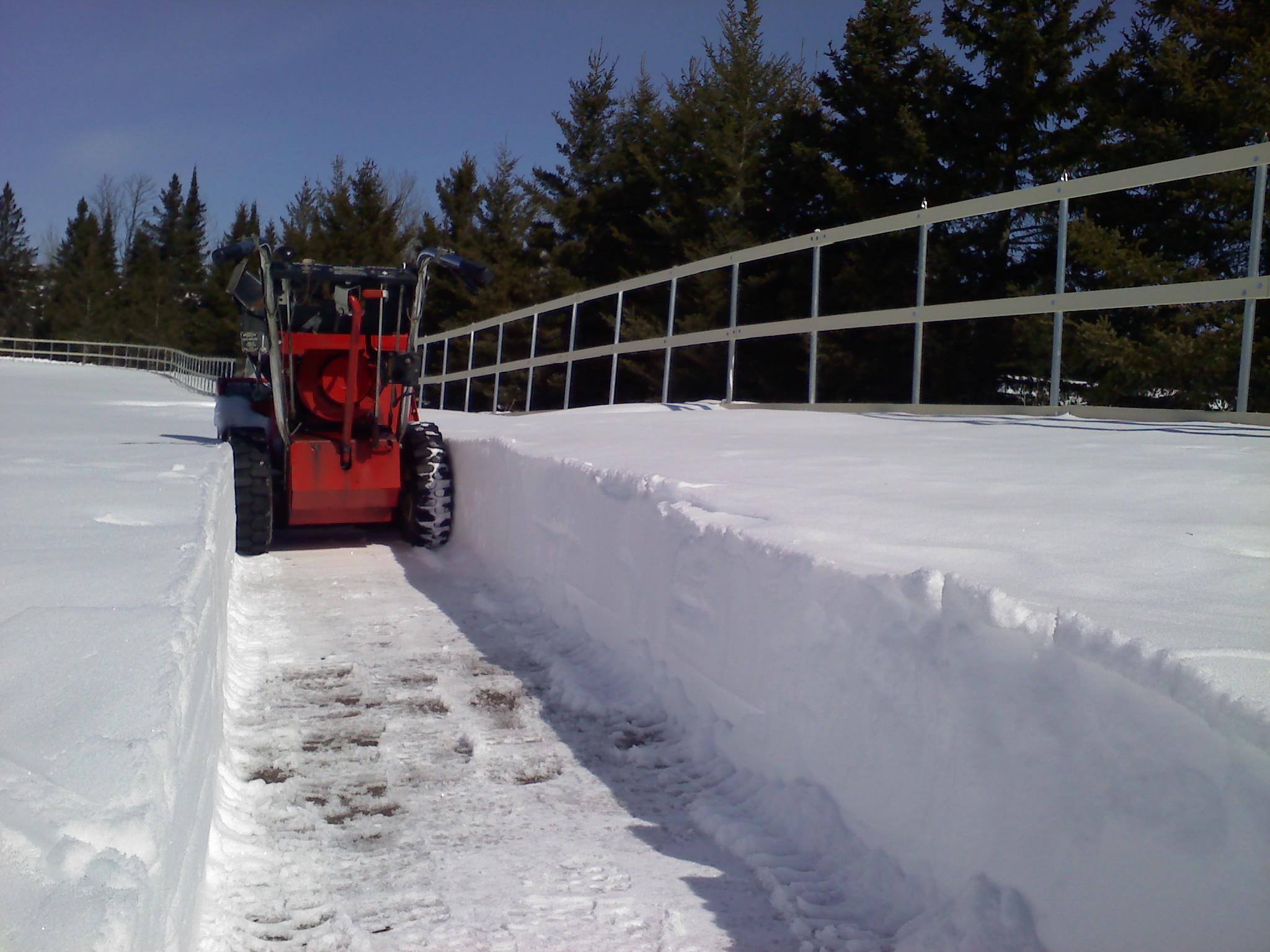 Clearing the banked track for our spring training.