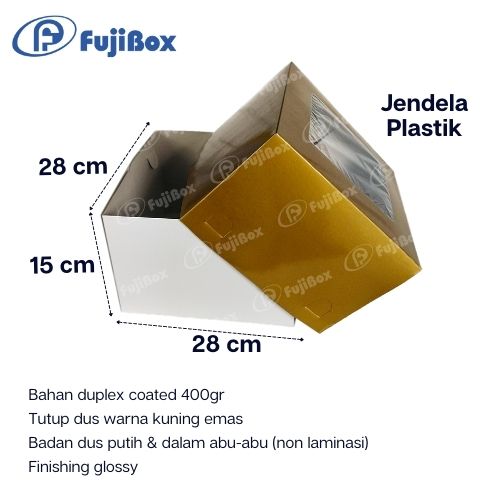 FUJIBOX DUS TART | TART EMAS 28 x 28 x 15 | TART TINGGI 15 cm