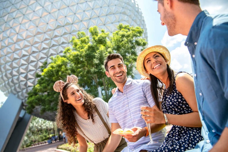 Friends enjoying the EPCOT Food & Wine Festival