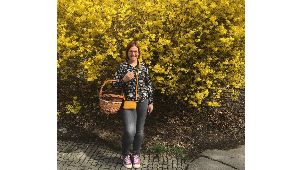 Farmer's markete giderken sepetimle çekildiğim bir bahar fotosu. Prag'da bahar çok güzel, bu sarı çiçekli çalımsı ağaçlar da çok yaygın.