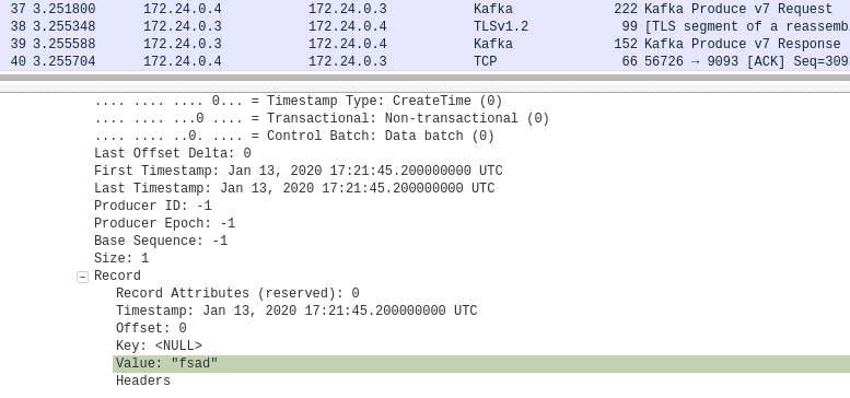 decoded Kafka API Requests and Responses