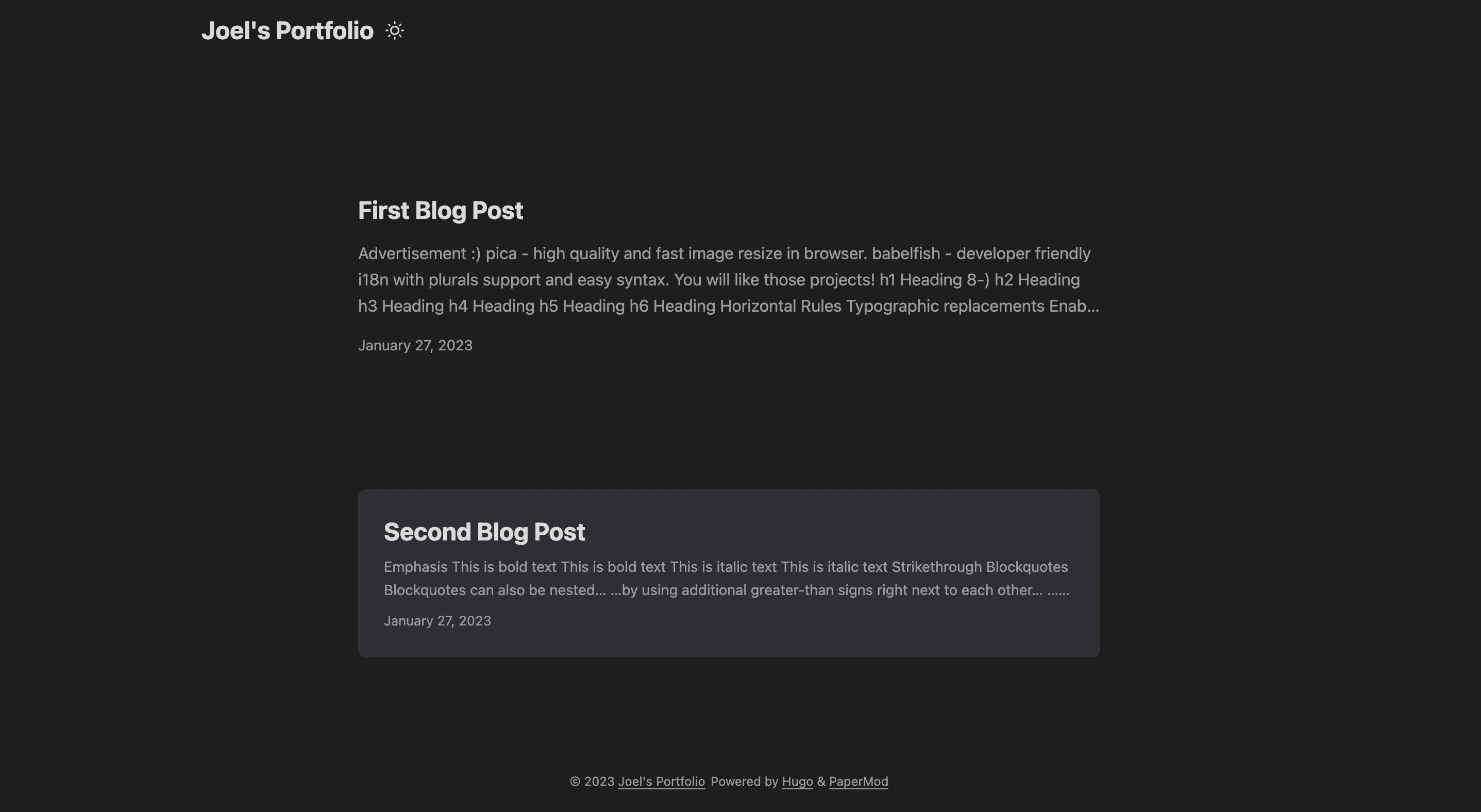 displaying blog posts in hugo