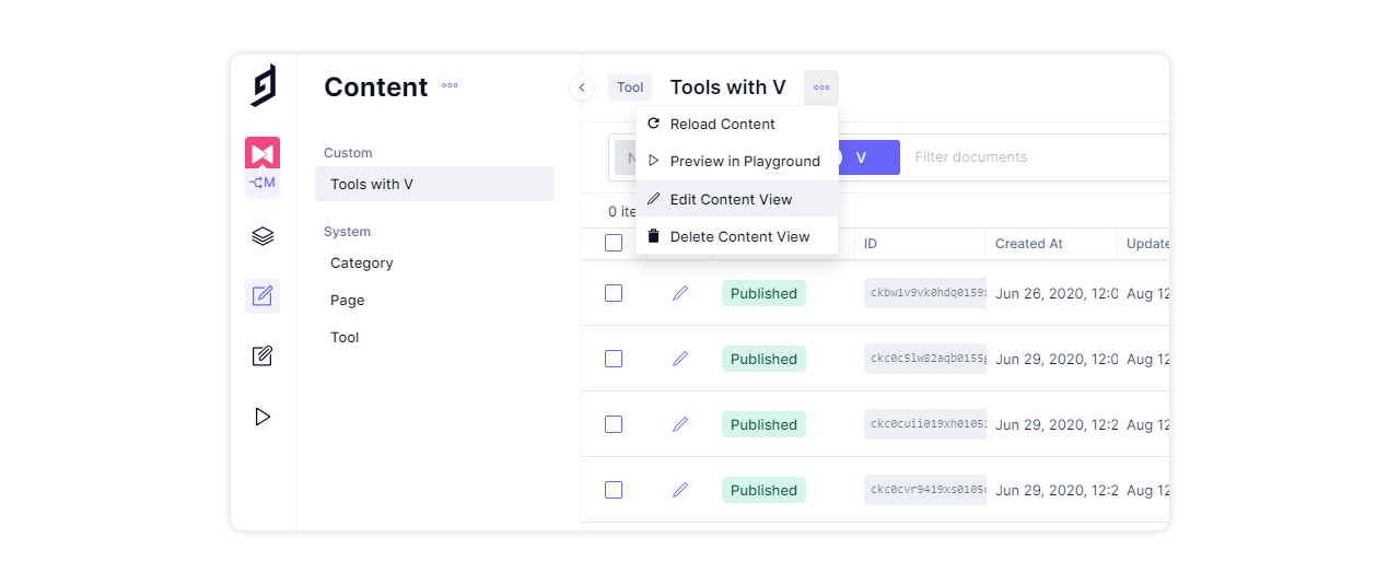 Rename content views