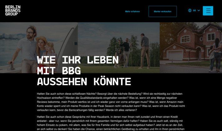 Meine Yacht, mein Handicap, meine Villa – so umwirbt BBG verkaufswillige Amazon-Seller und Betreiber erfolgreicher Online-Shops