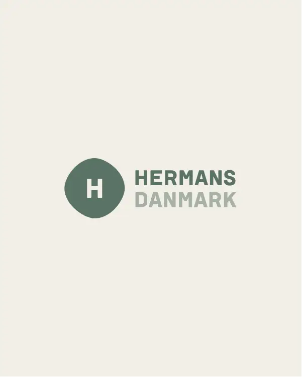 Brand identity development and logo design showcase for Hermans Danmark