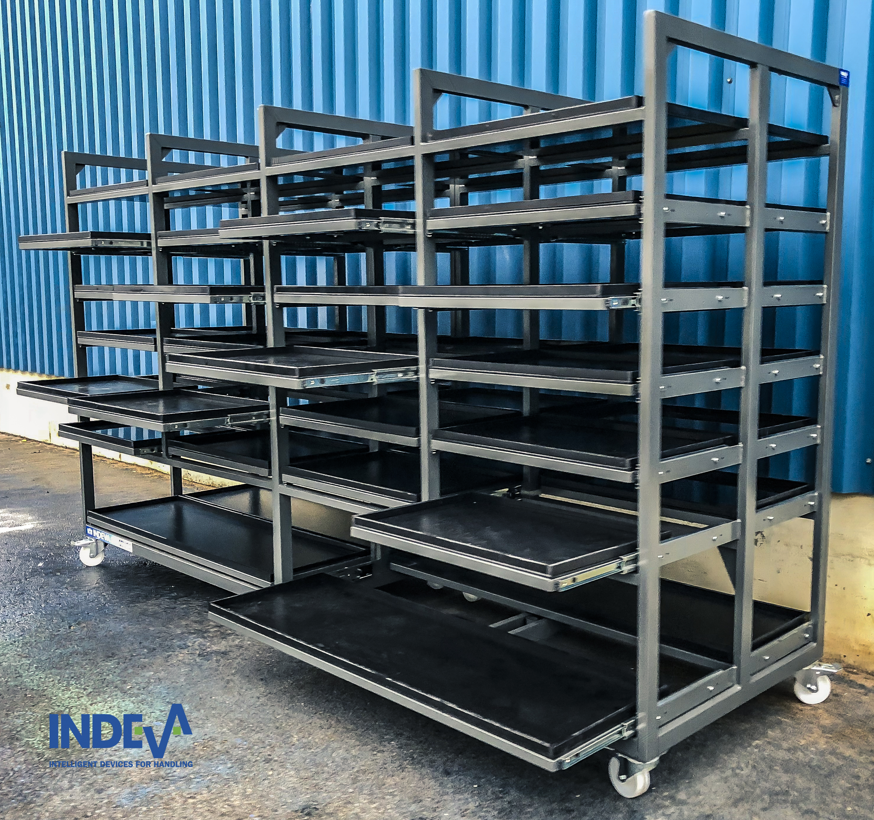 INDEVA lean manufacturing storage trolley